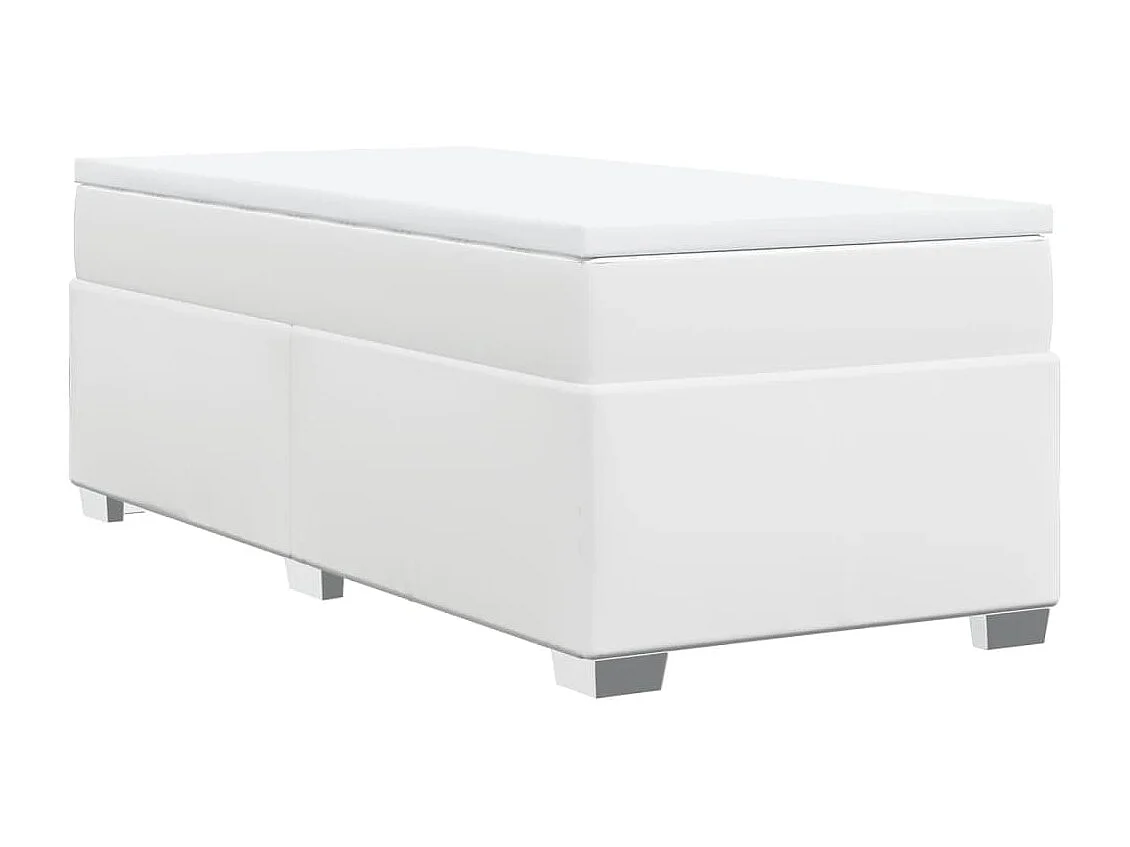 Boxspringbett mit Matratze Weiß 100x200 cm Kunstleder