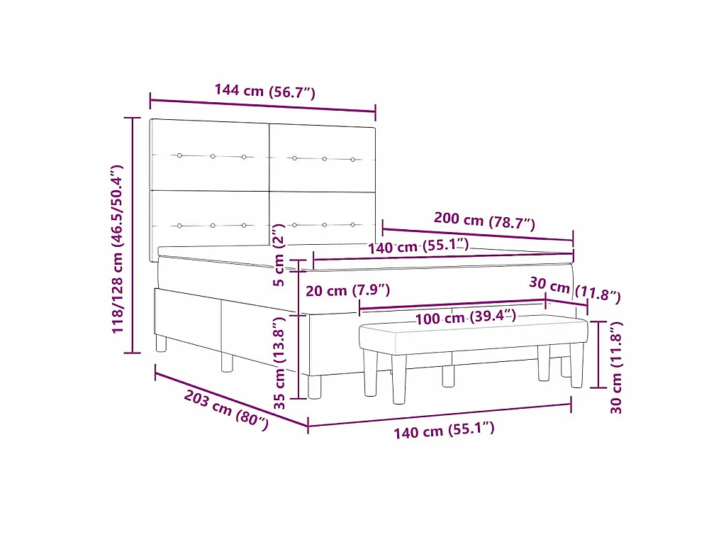 Boxspringbett mit Kissen mit Kopfteil Rosa 200 x 140 cm Samt