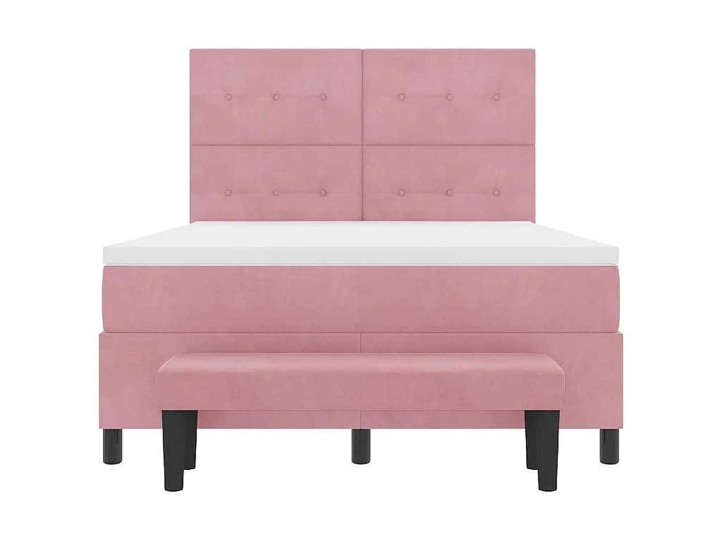 Boxspringbett mit Kissen mit Kopfteil Rosa 200 x 140 cm Samt