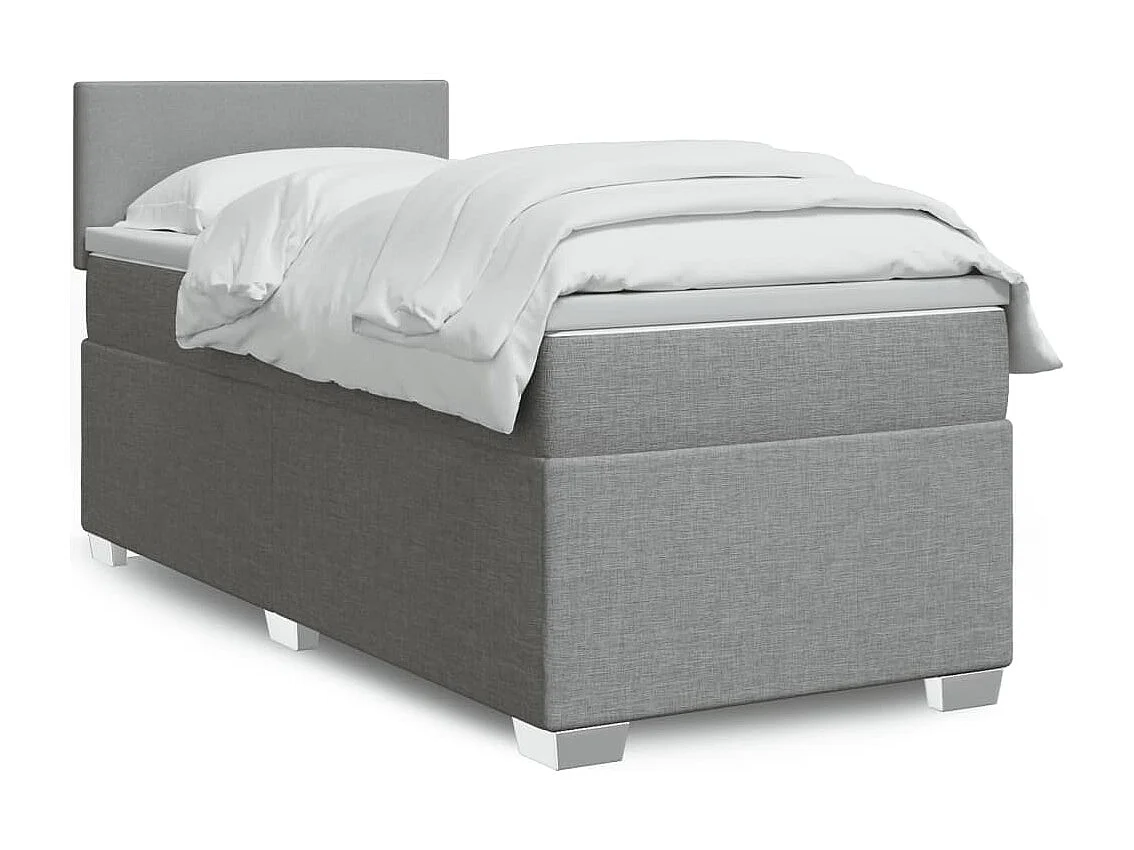 Sommier à lattes de lit avec matelas Gris clair 90x200 cm Tissu