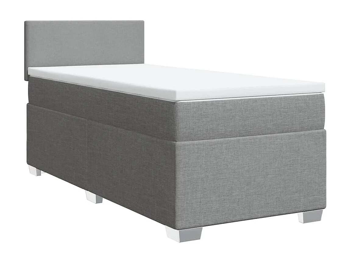 Sommier à lattes de lit avec matelas Gris clair 90x200 cm Tissu