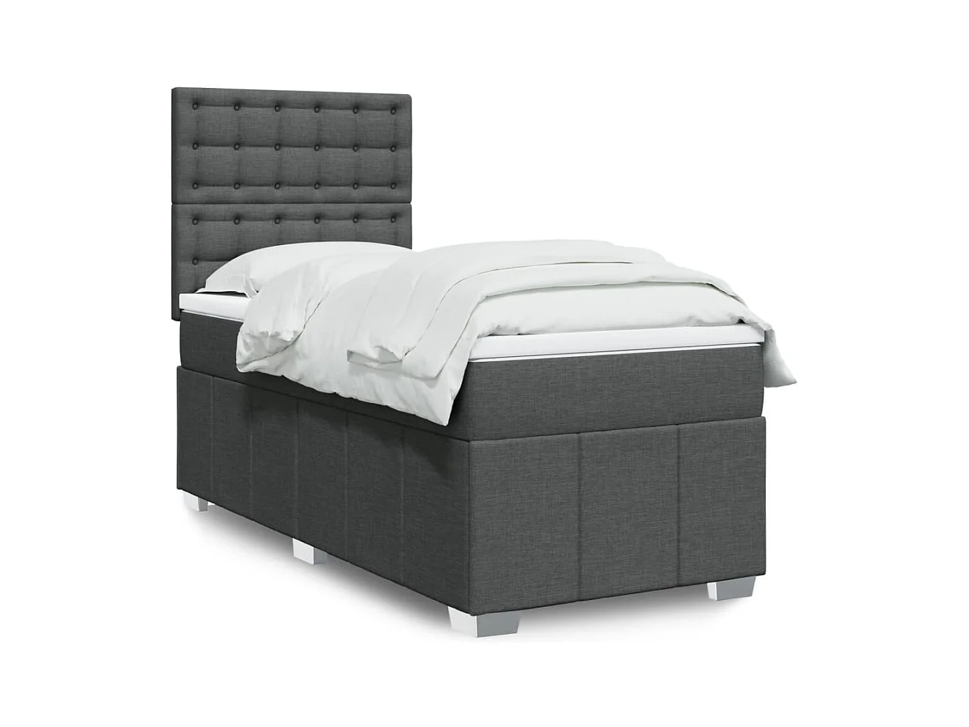 Sommier à lattes de lit et matelas Gris foncé 90x190 cm Tissu