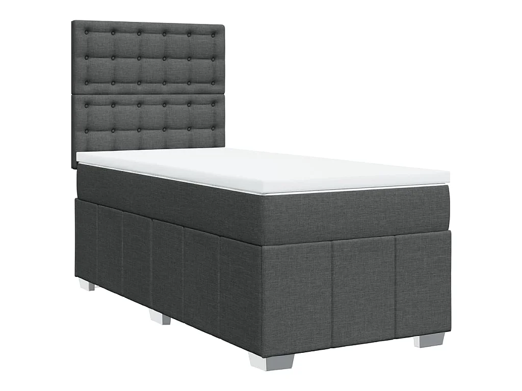 Cama box spring con colchón tela gris oscuro 90x190 cm