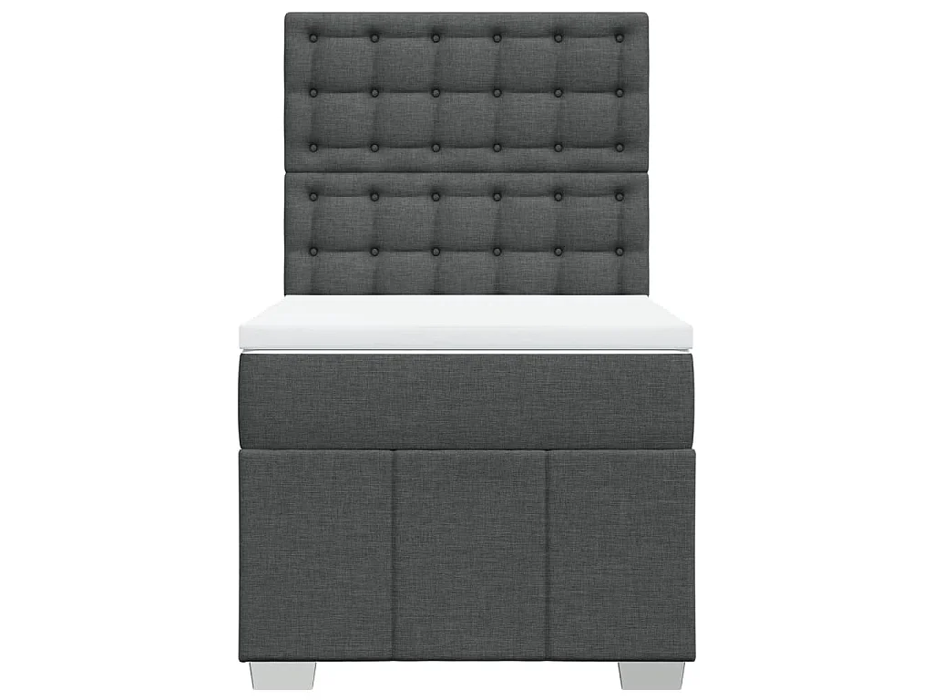 Cama box spring con colchón tela gris oscuro 90x190 cm