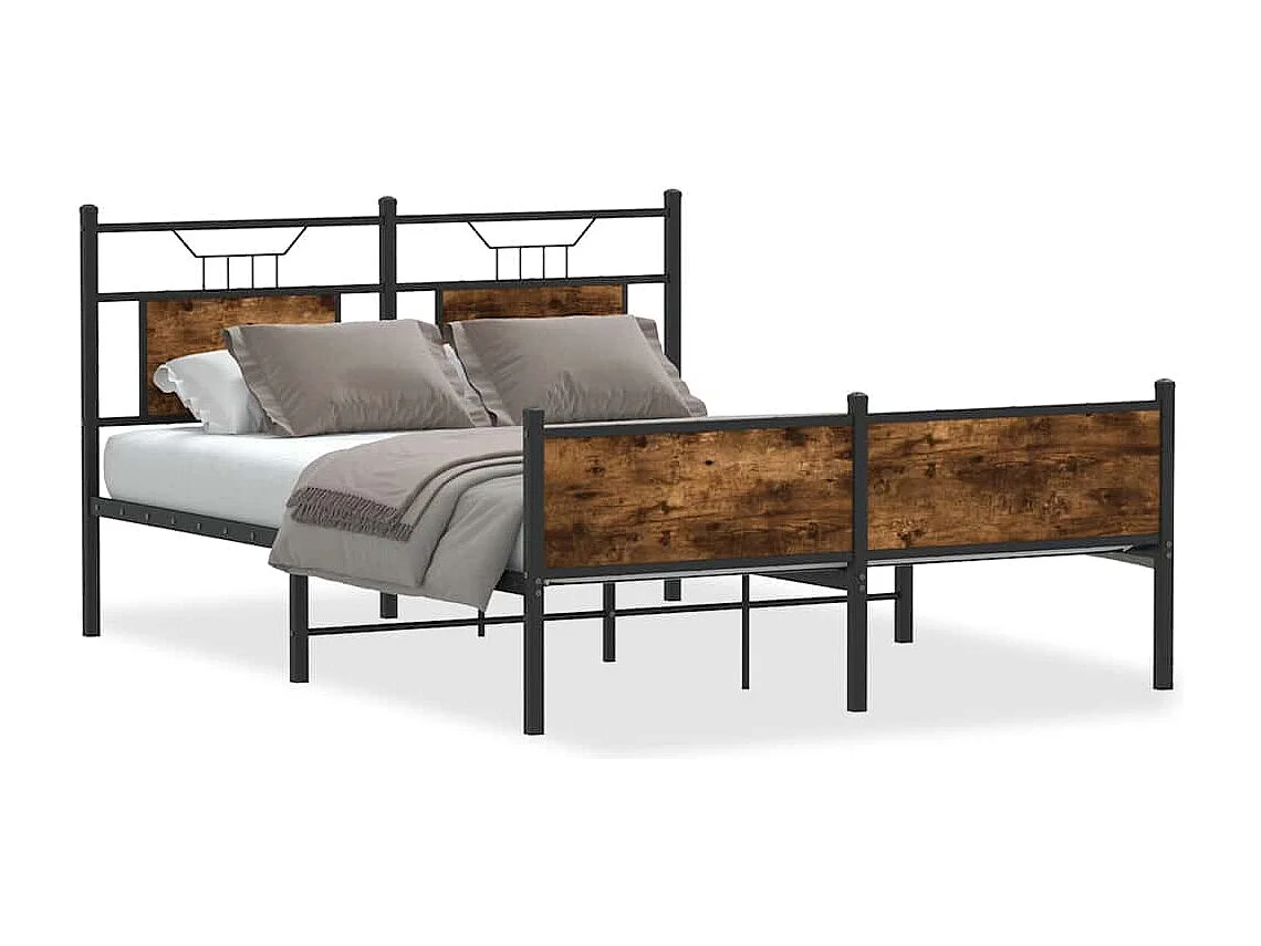 Bettgestell ohne Matratze Räuchereiche 140x190 cm Holzwerkstoff