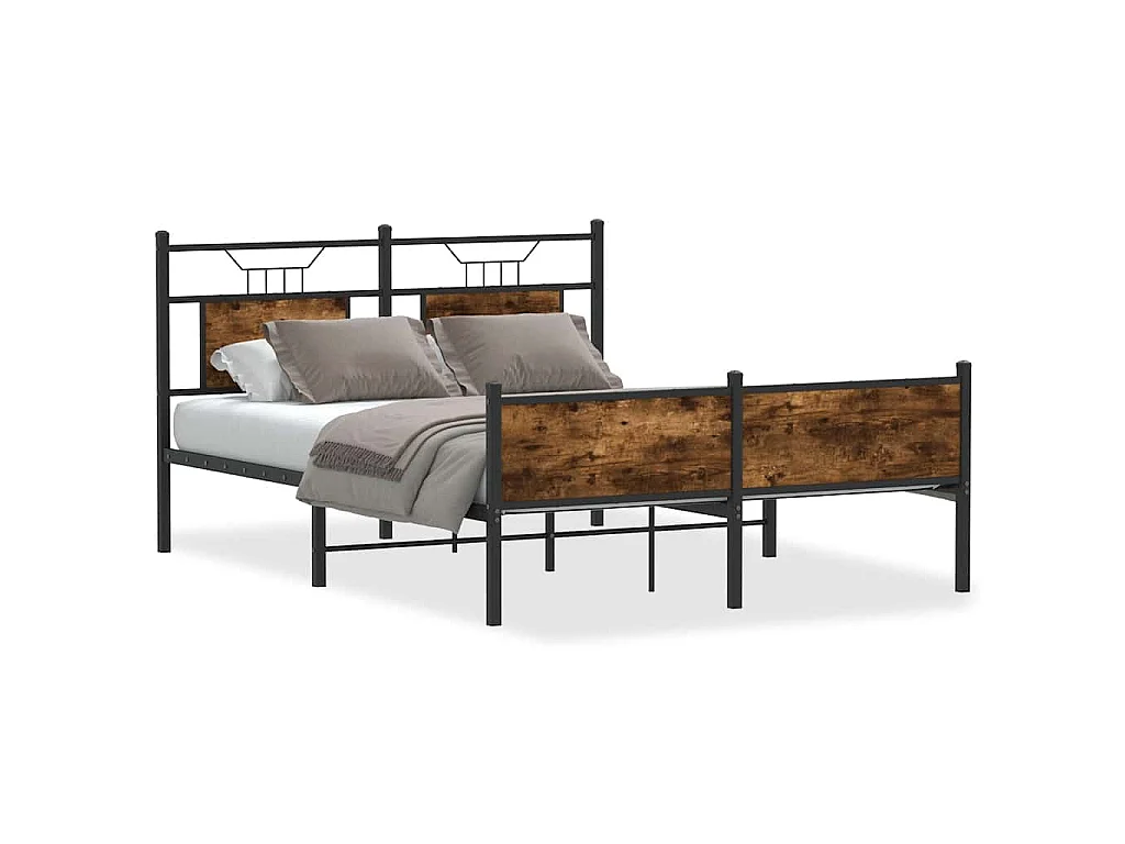 Cadre de lit sans matelas chêne fumé 140x190 cm bois ingénierie