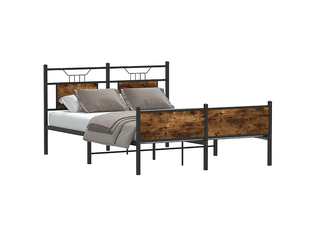 Cadre de lit sans matelas chêne fumé 140x190 cm bois ingénierie