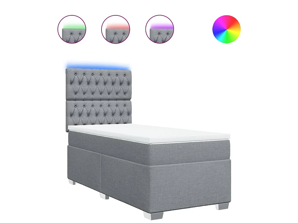 Boxspringbett mit Matratze Hellgrau 90x200 cm Stoff