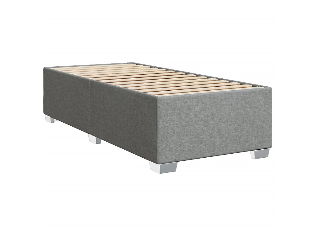 Boxspringbett mit Matratze Hellgrau 90x200 cm Stoff