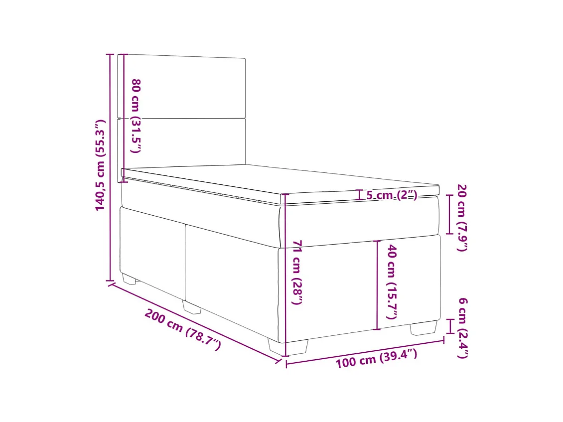 Boxspringbett mit Matratze Dunkelgrün 100x200 cm Samt