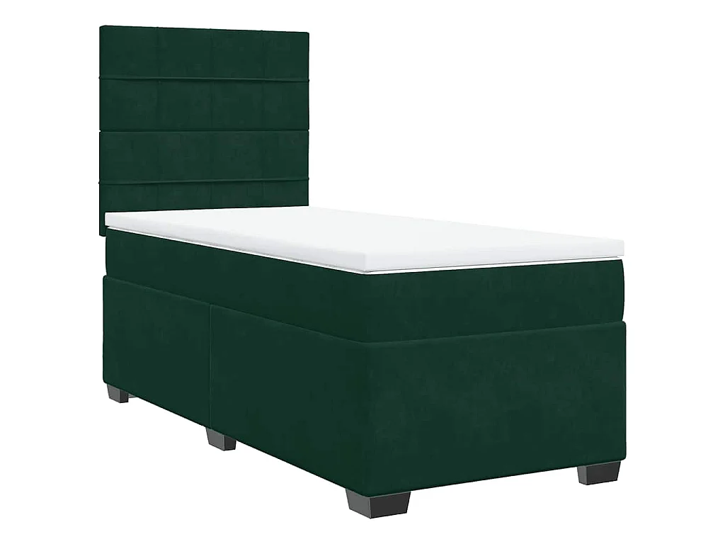 Boxspring met matras fluweel donkergroen 100x200 cm