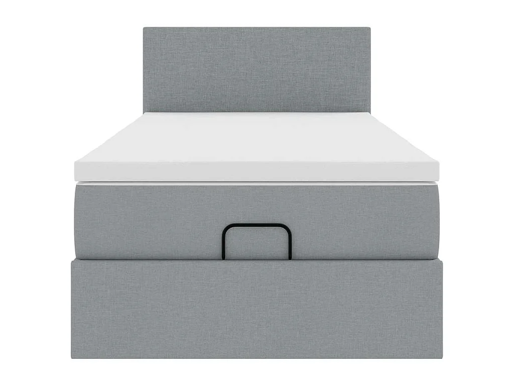 Cama otomana com colchão 100x200 cm tecido cinzento claro