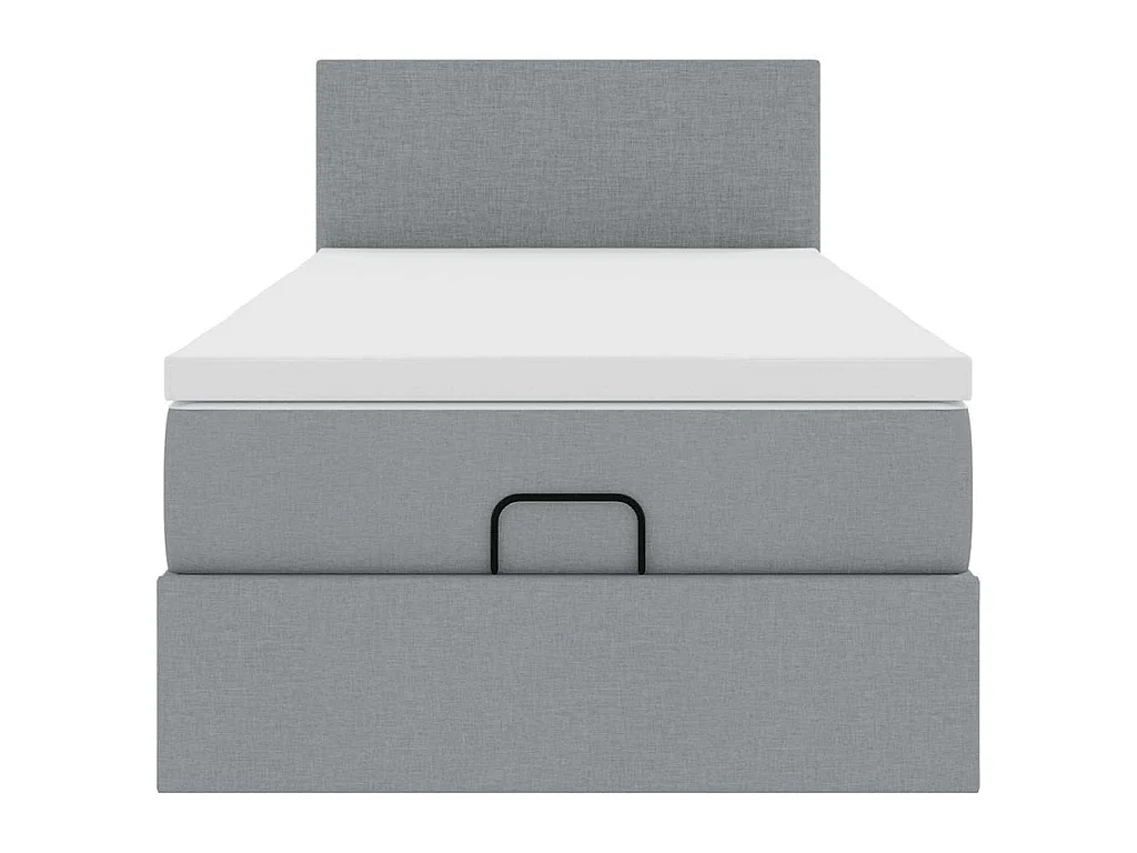 Pouf Letto con Materasso Grigio Chiaro 100x200 cm in Tessuto