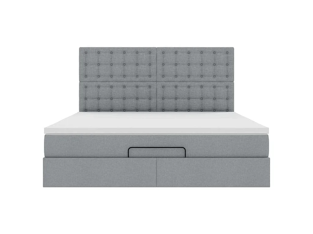 Cadre de lit ottoman et matelas gris clair 160x200cm tissu