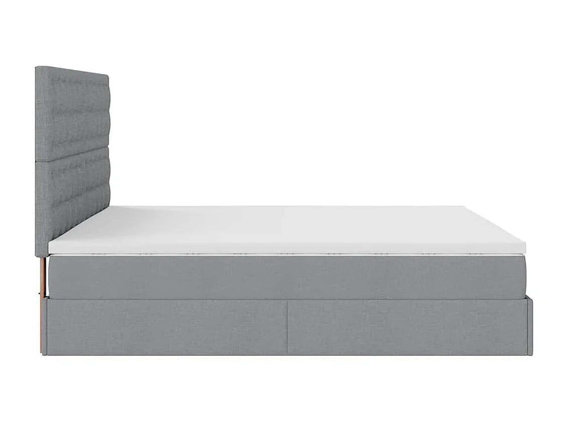 Cadre de lit ottoman et matelas gris clair 160x200cm tissu