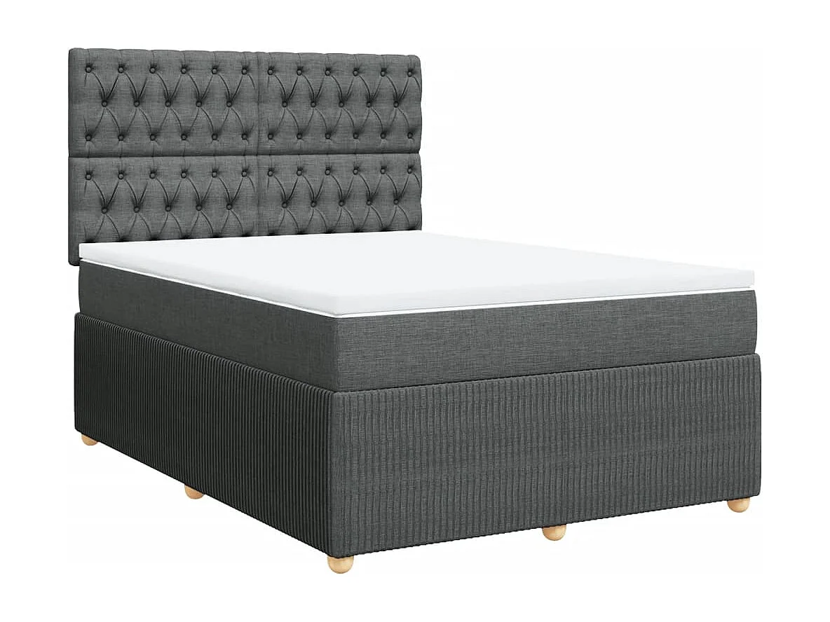 Boxspringbett mit Matratze Dunkelgrau 140x190 cm Stoff