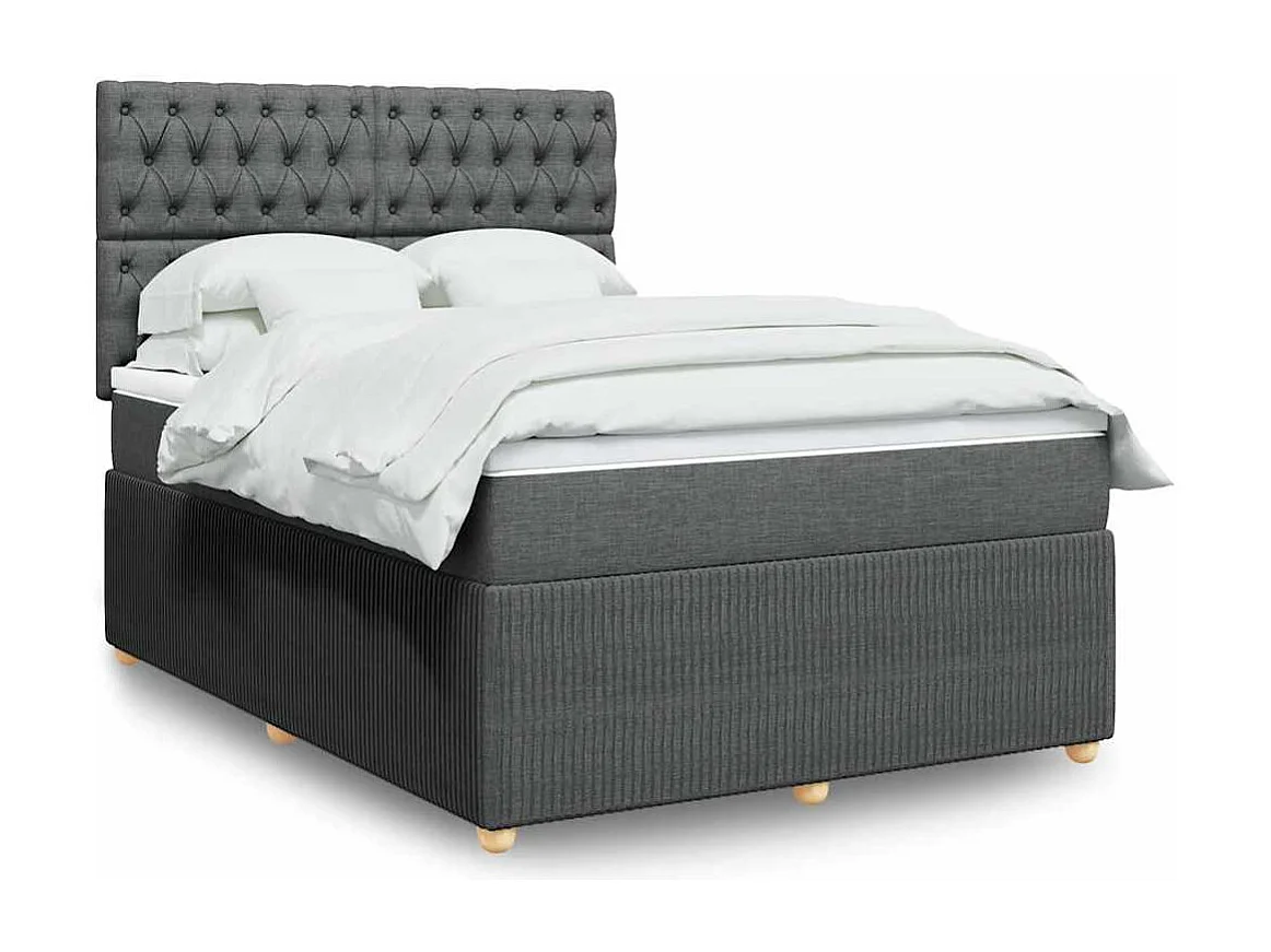 Sommier à lattes de lit avec matelas Gris foncé 140x190cm Tissu