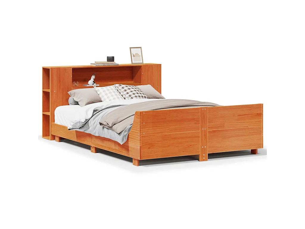 Massivholzbett ohne Matratze Wachsbraun 140x190 cm Kiefernholz