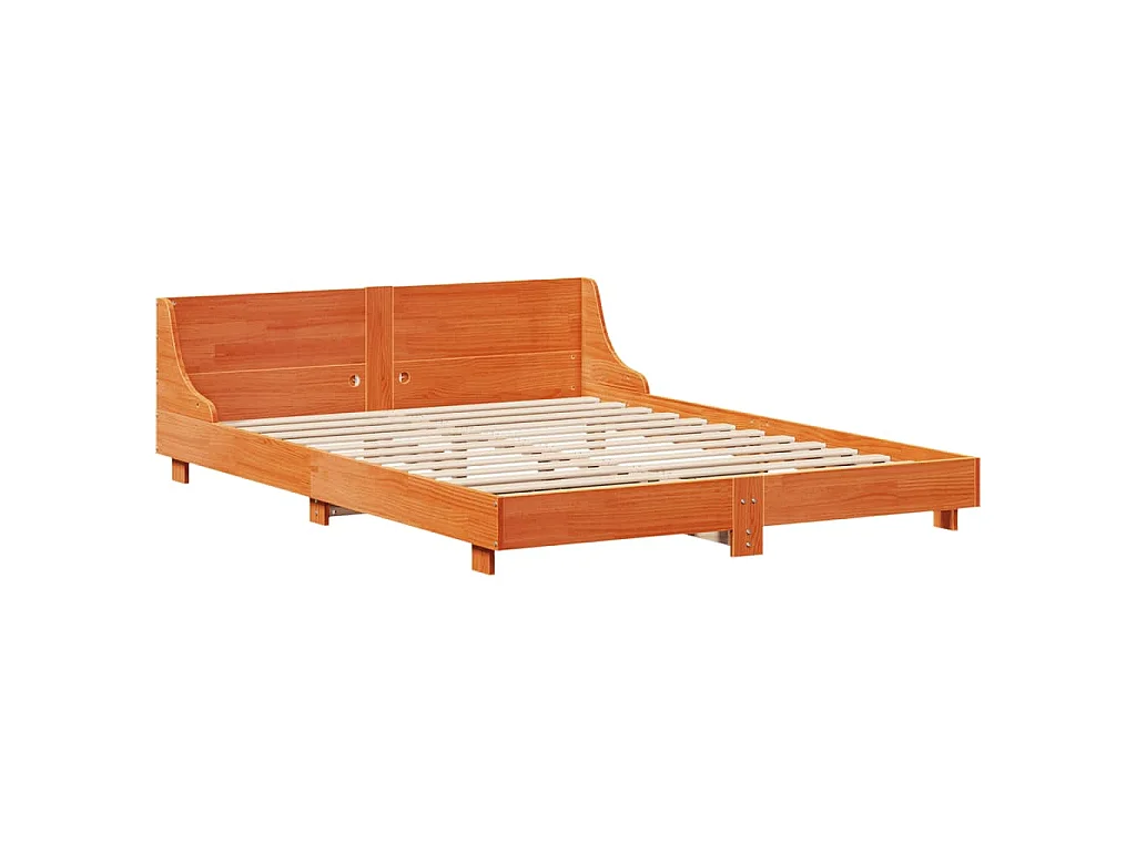 Massivholzbett ohne Matratze Wachsbraun 140x190 cm Kiefernholz