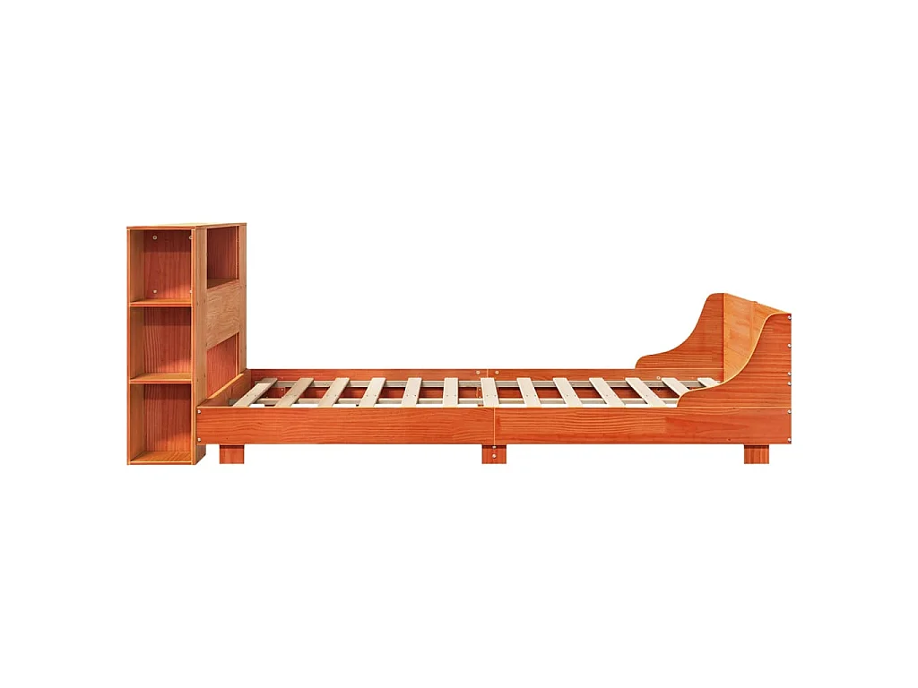 Massivholzbett ohne Matratze Wachsbraun 140x190 cm Kiefernholz