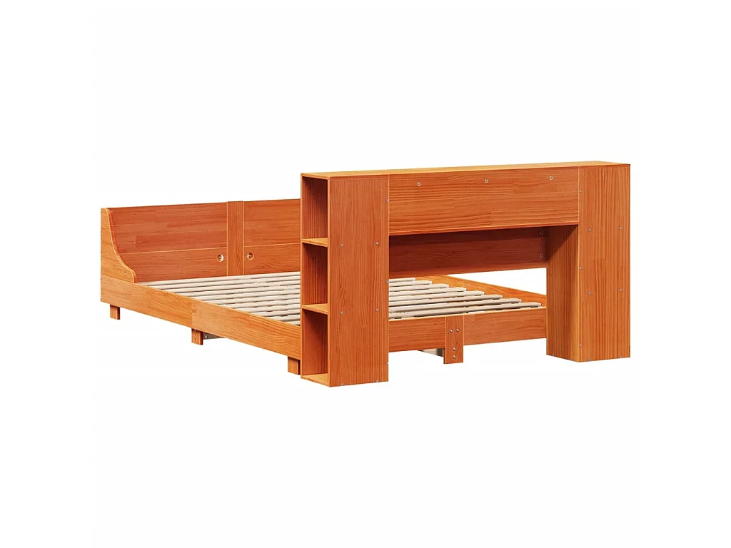 Massivholzbett ohne Matratze Wachsbraun 140x190 cm Kiefernholz