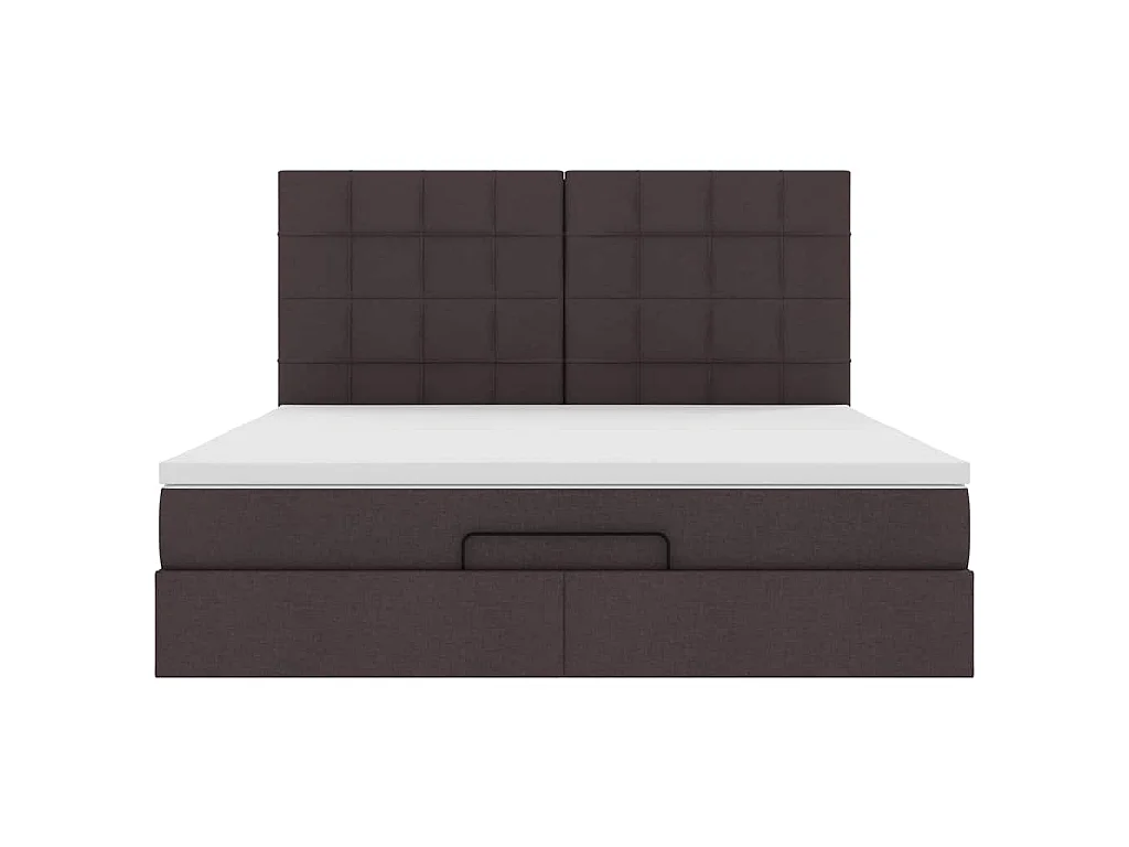 Estrutura de cama otomana com colchão tecido castanho escuro