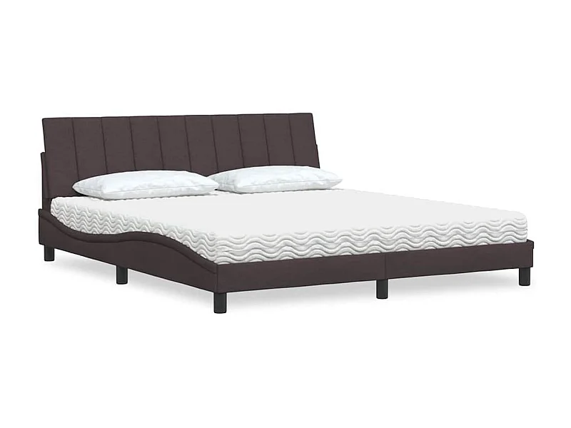 Bed met matras "Hanko" stof donkerbruin 180x200 cm