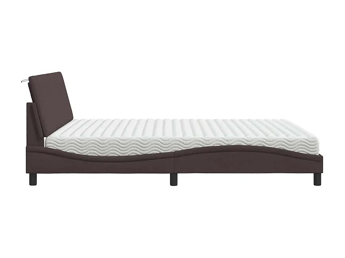 Lit avec matelas Hanko marron foncé 180x200 cm tissu