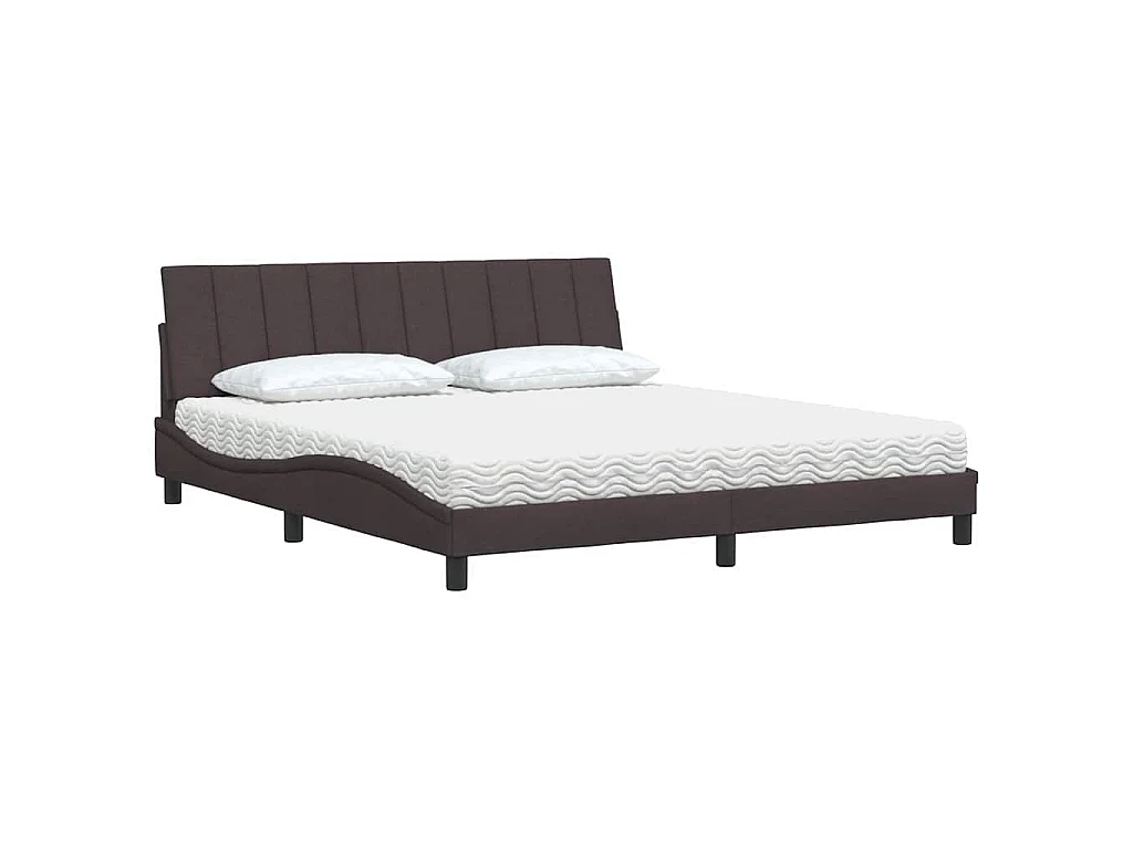 Bed met matras "Hanko" stof donkerbruin 180x200 cm