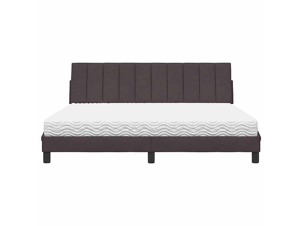 Bed met matras "Hanko" stof donkerbruin 180x200 cm