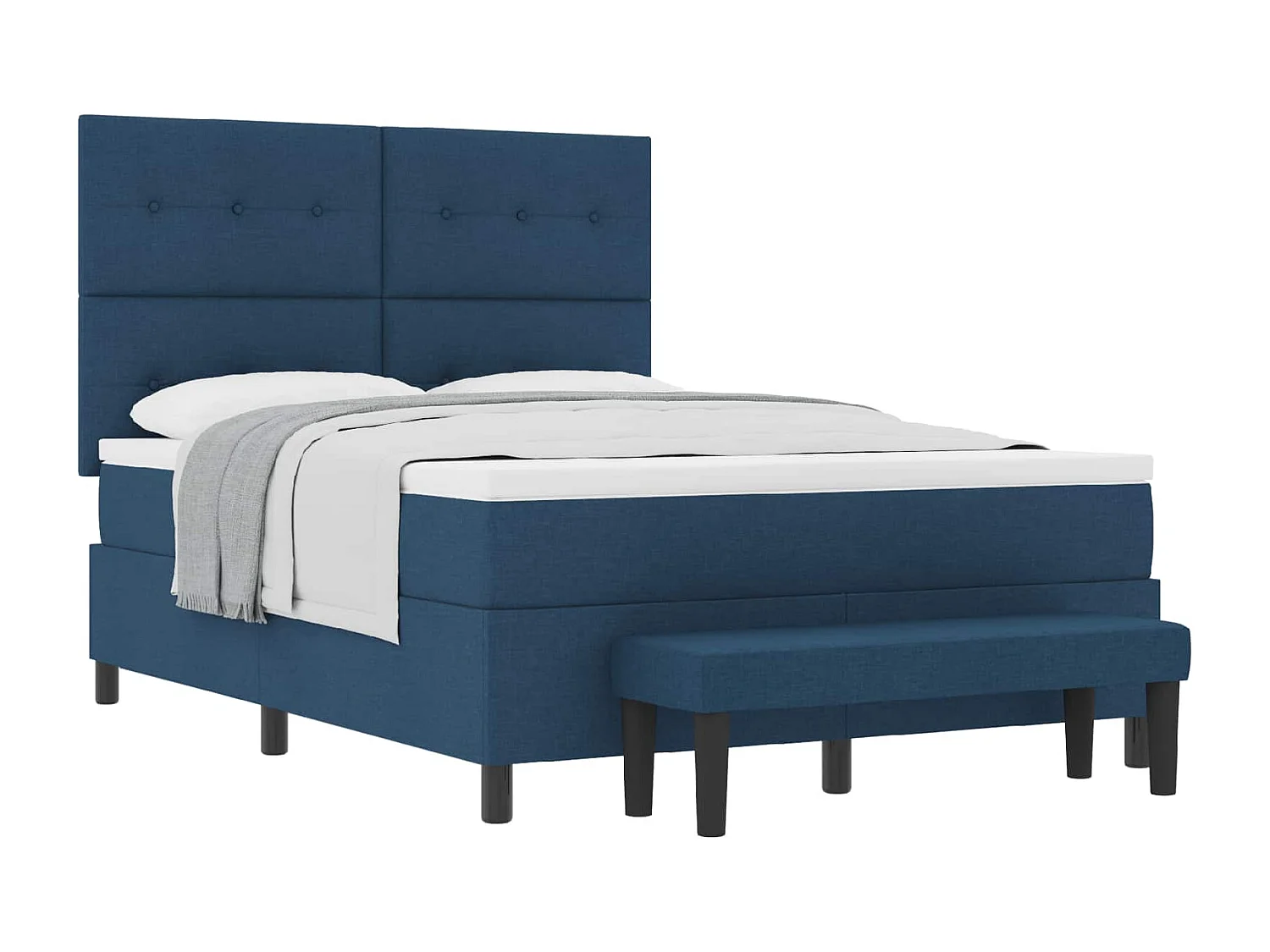 Boxspringbett mit Matratze mit Kopfteil Blau 140 x 200 cm Stoff