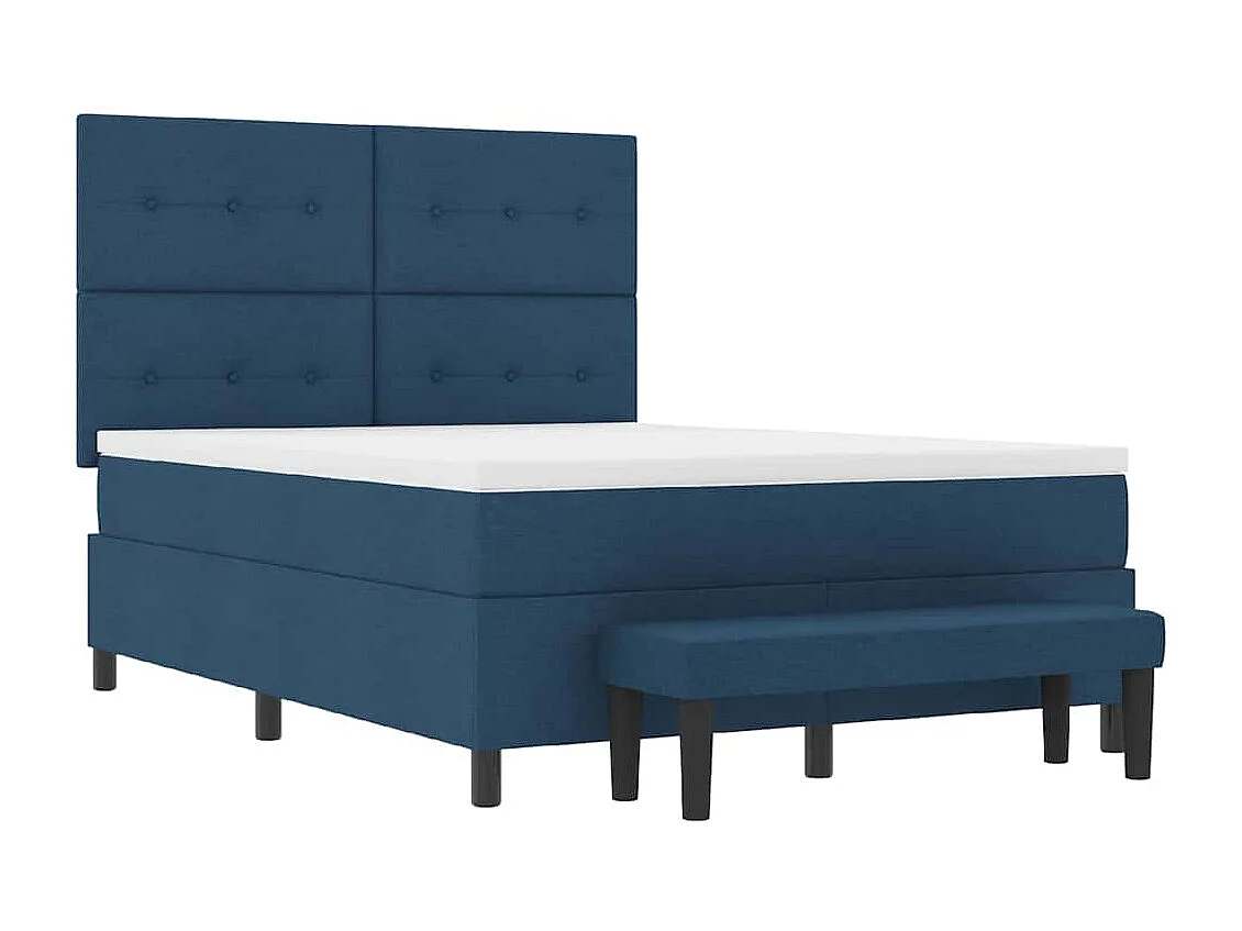 Boxspringbett mit Matratze mit Kopfteil Blau 140 x 200 cm Stoff