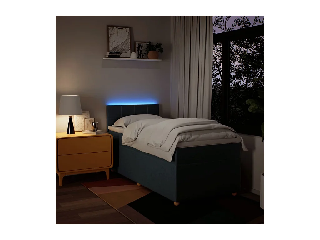 Sommier à lattes de lit avec matelas Bleu 100x200 cm Tissu