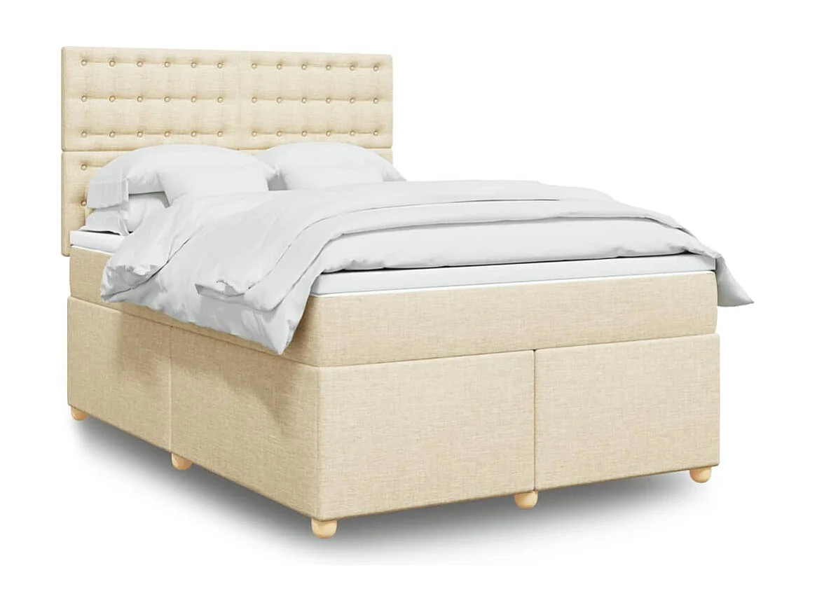 Giroletto a Molle con Materasso Crema 160x200 cm in Tessuto