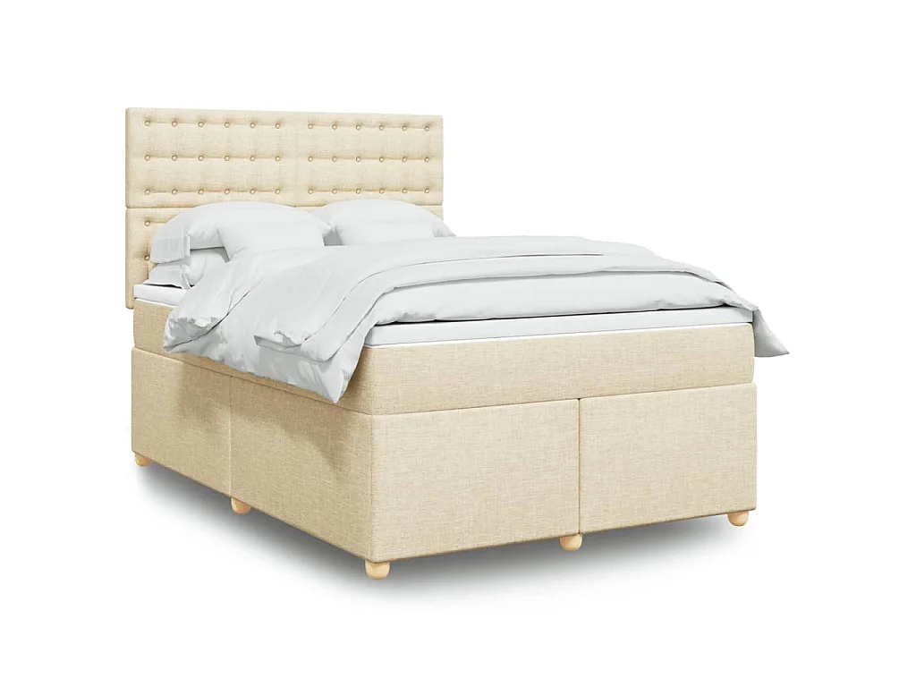 Giroletto a Molle con Materasso Crema 160x200 cm in Tessuto
