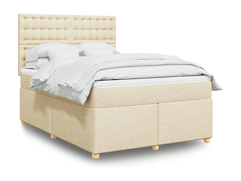 Giroletto a Molle con Materasso Crema 160x200 cm in Tessuto