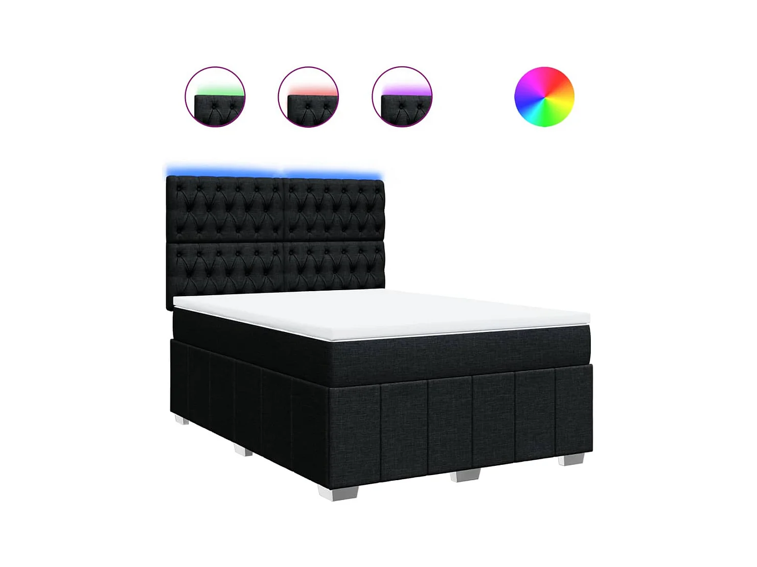 Sommier à lattes de lit avec matelas Noir 140x190 cm Tissu