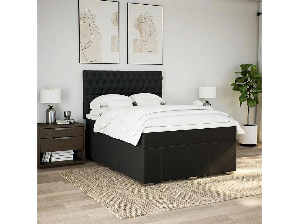 Boxspringbett mit Matratze Schwarz 140x190 cm Stoff