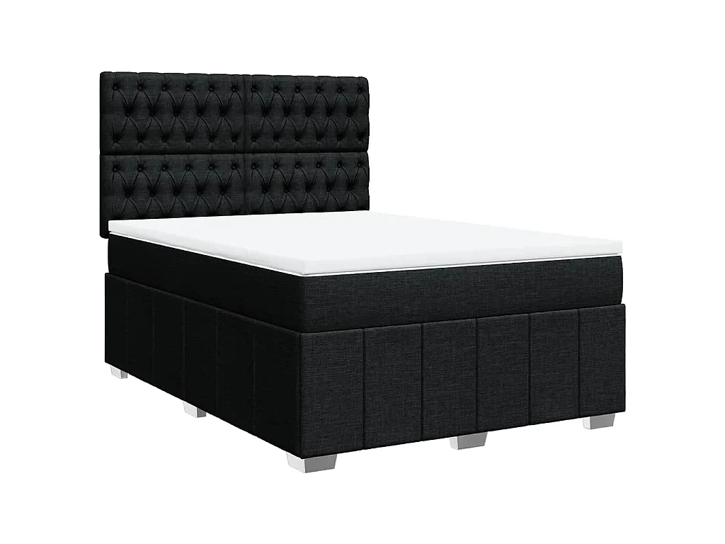 Boxspringbett mit Matratze Schwarz 140x190 cm Stoff