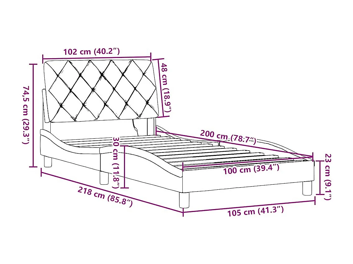 Bedframe met LED zonder matras 100x200 cm stof donkerbruin