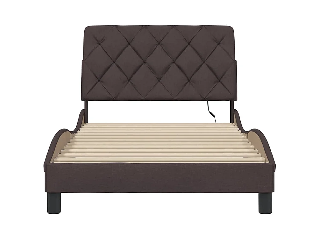 Bedframe met LED zonder matras 100x200 cm stof donkerbruin