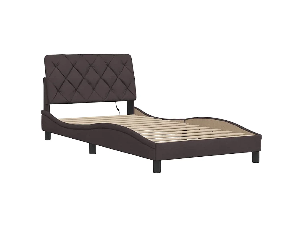 Bedframe met LED zonder matras 100x200 cm stof donkerbruin
