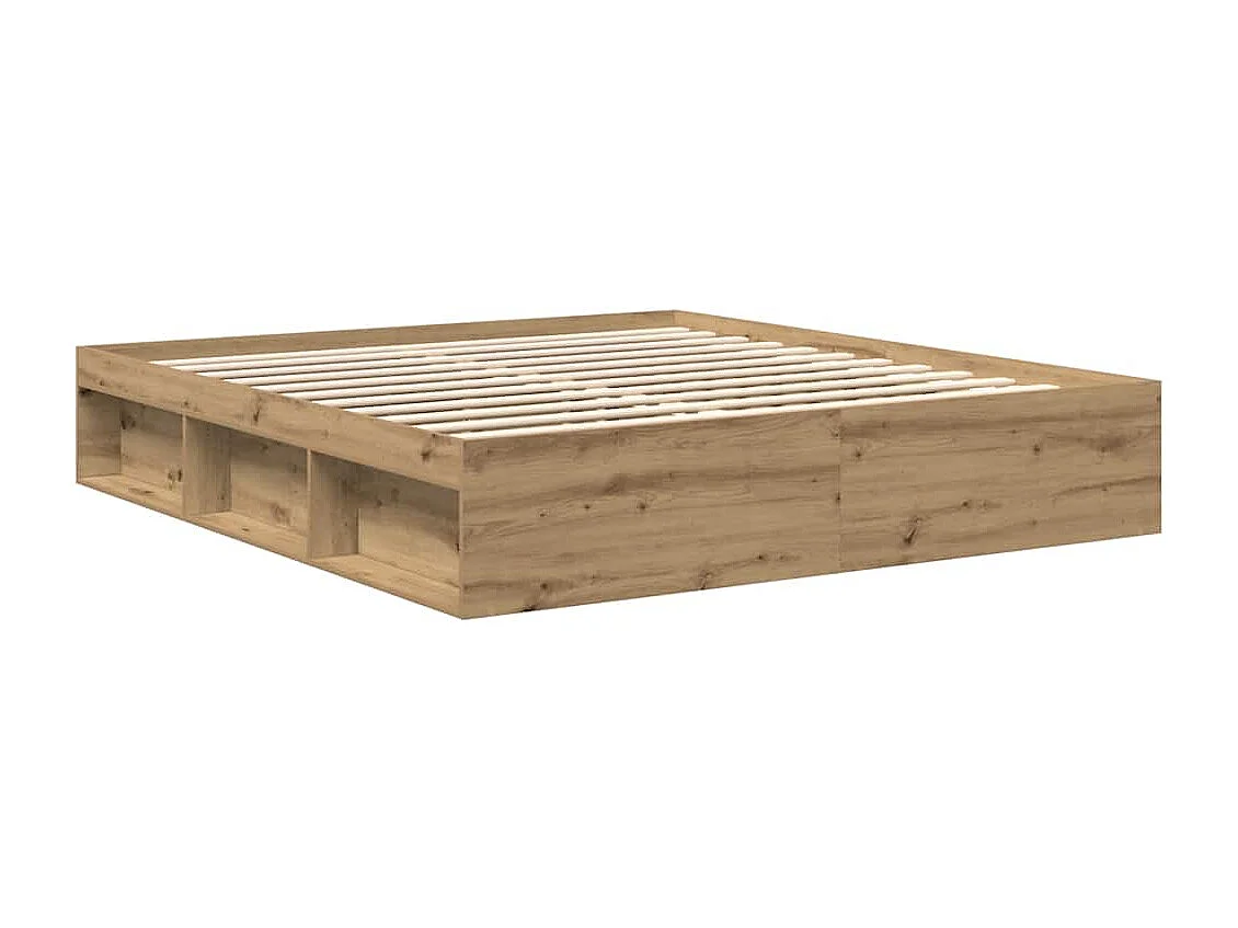 Cadre de lit sans matelas chêne artisanal 180x200 cm