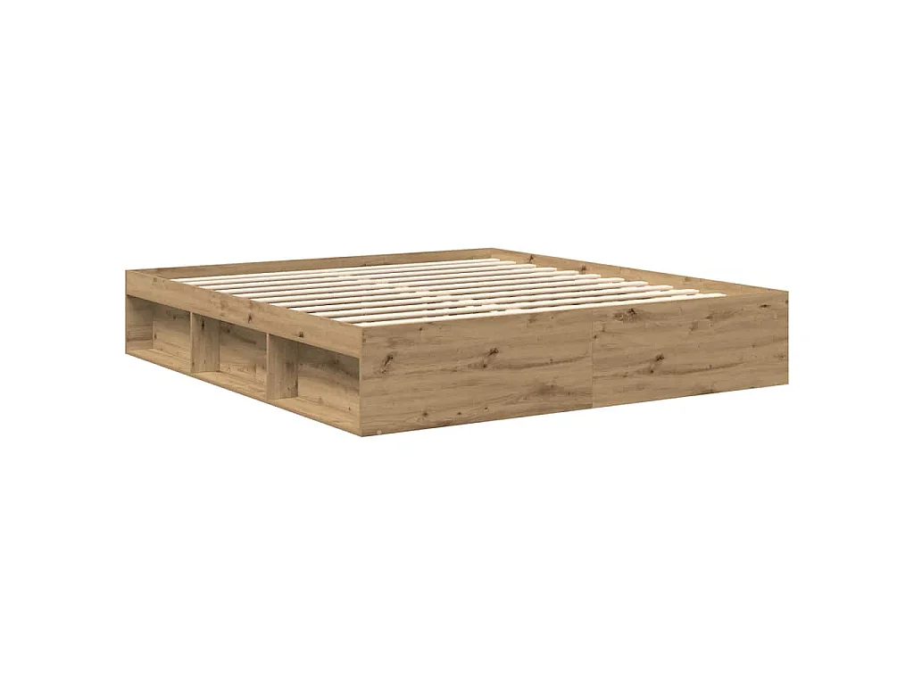 Cadre de lit sans matelas chêne artisanal 180x200 cm