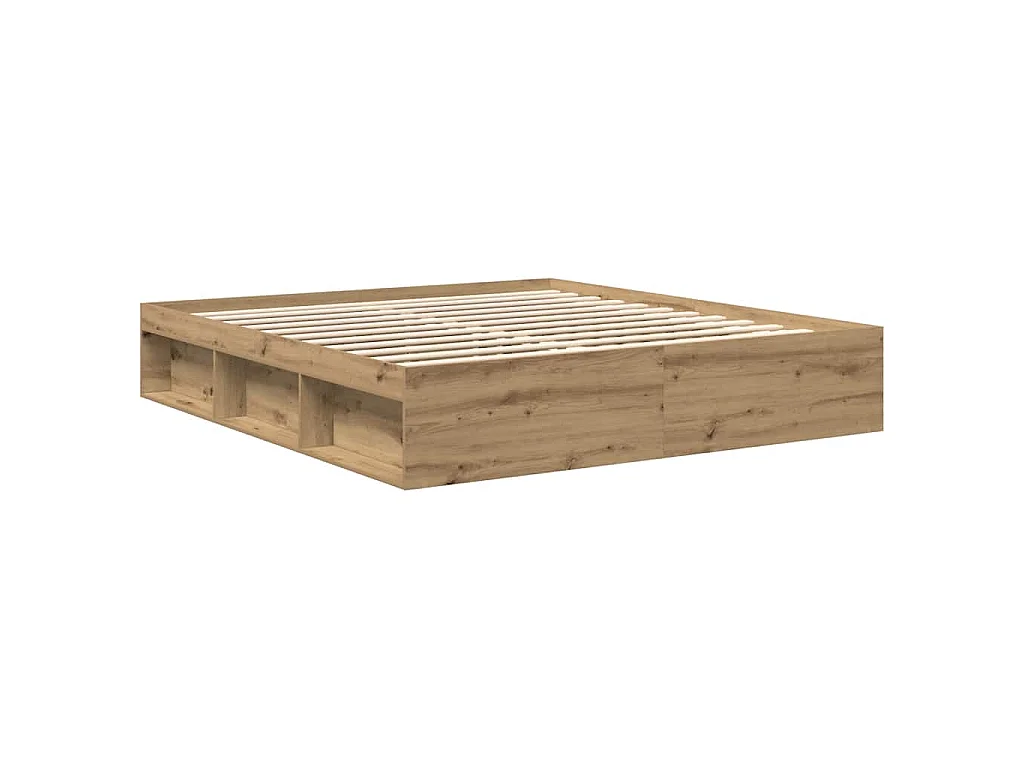 Cadre de lit sans matelas chêne artisanal 180x200 cm