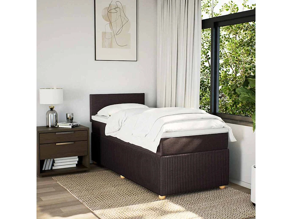 Sommier à lattes de lit avec matelas Marron foncé 100x200 cm