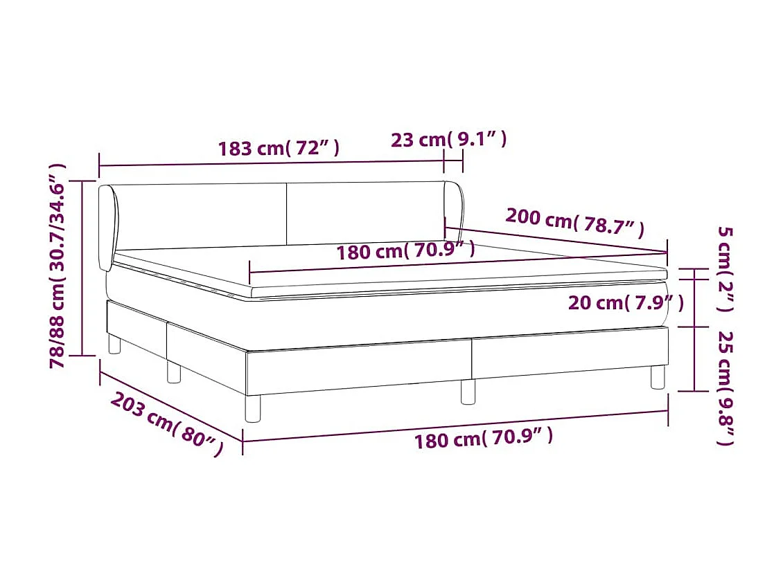 Giroletto a Molle con Materasso Verde Scuro 180x200 cm Velluto