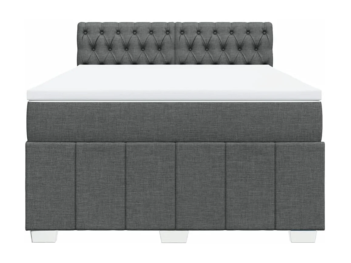 Cama box spring con colchón tela gris oscuro 140x200 cm