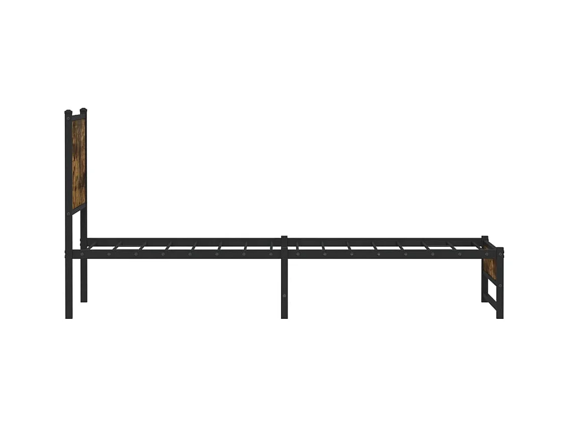 Metallbett ohne Matratze Räuchereiche 90x190 cm
