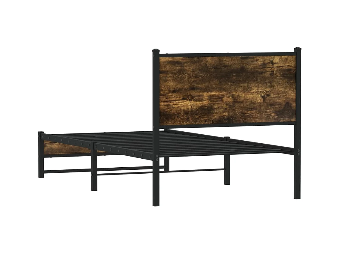 Metallbett ohne Matratze Räuchereiche 90x190 cm